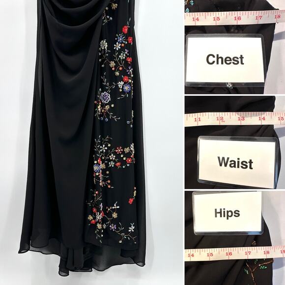 Mac Duggal Faux Wrap Multi Colored Beaded Floral Ruched Gown G1690 Sz 8 NWT - Picture 13 of 13